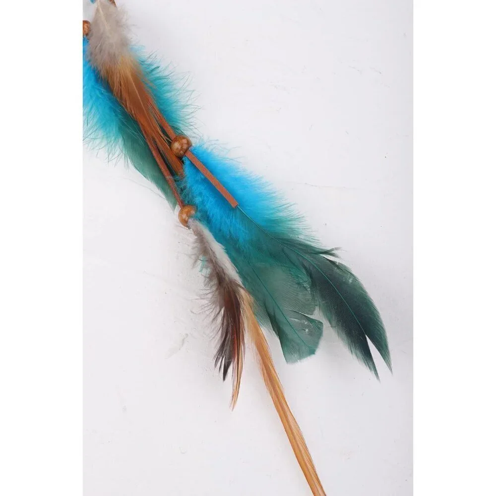 Bohemian Feather Headband Indian Gypsy Elastic Beaded Tassel Accessory